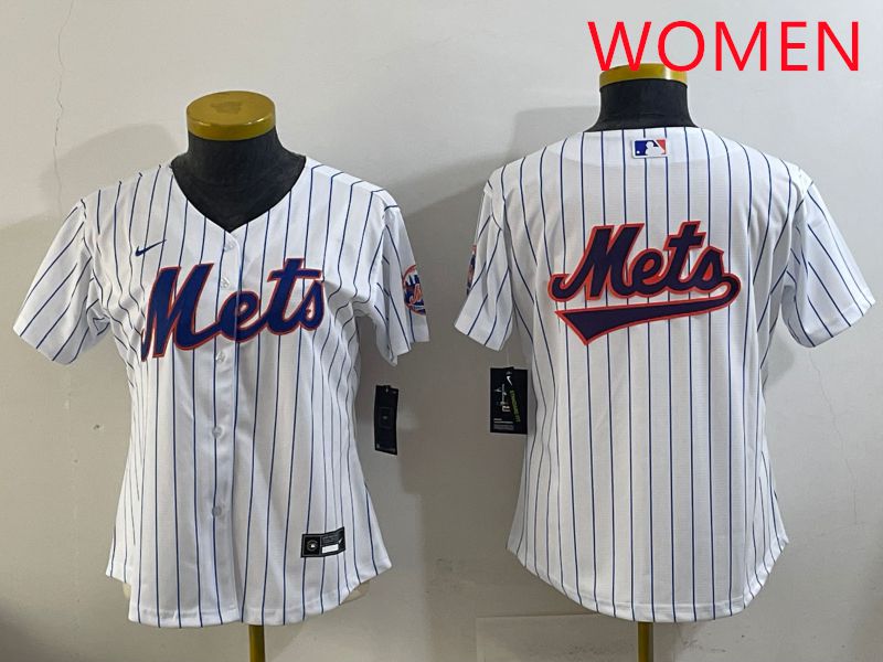 Women New York Mets Blank White Stripe Game 2025 Nike MLB Jersey style 15->women mlb jersey->Women Jersey
